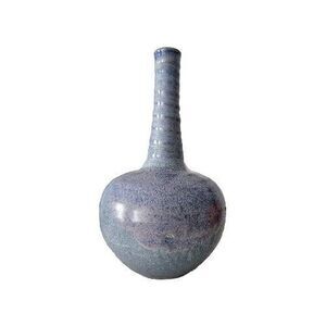 Studio Art Pottery Narrow Neck Vase‎ Blue Purple Glaze Signed